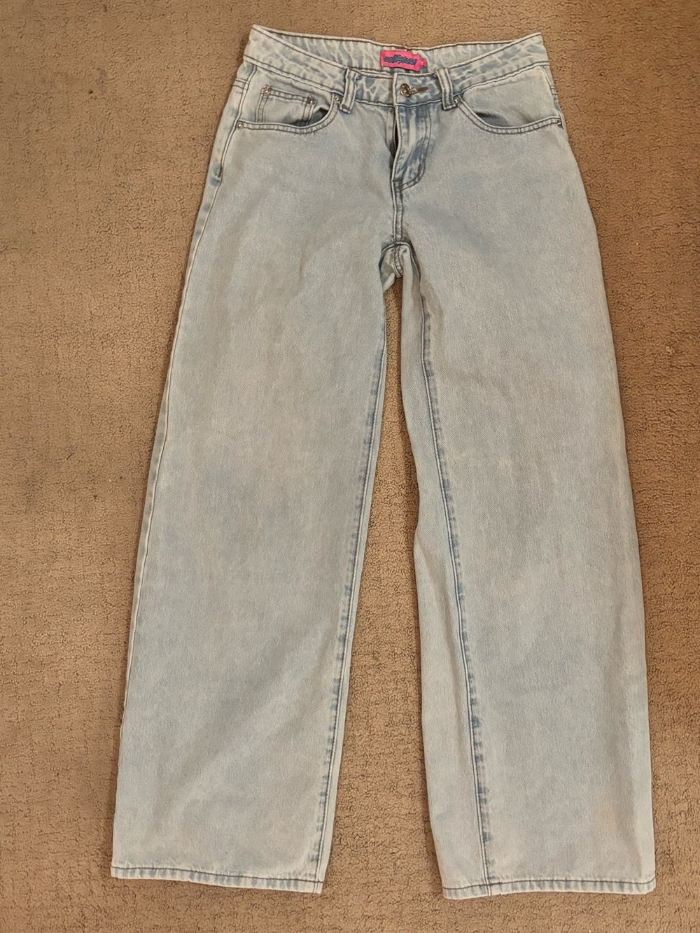 Light Wash Straight Jeans - Light Blue